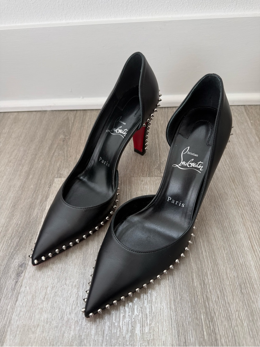 Christian Louboutin Iriza Spike 85mm Pumps 37 Black Leather